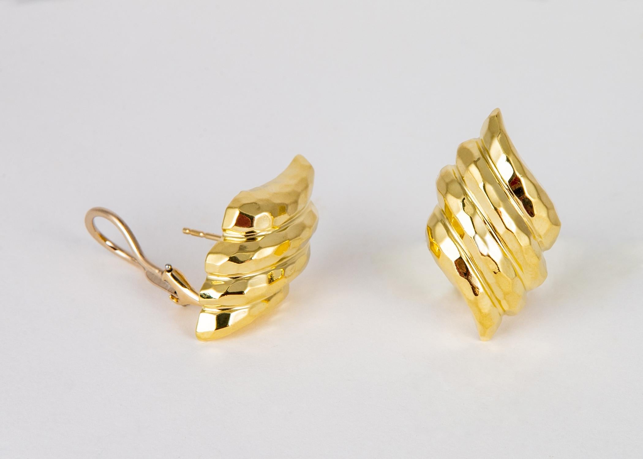 Henry Dunay Faceted Collection Gold Earrings In Excellent Condition For Sale In Atlanta, GA