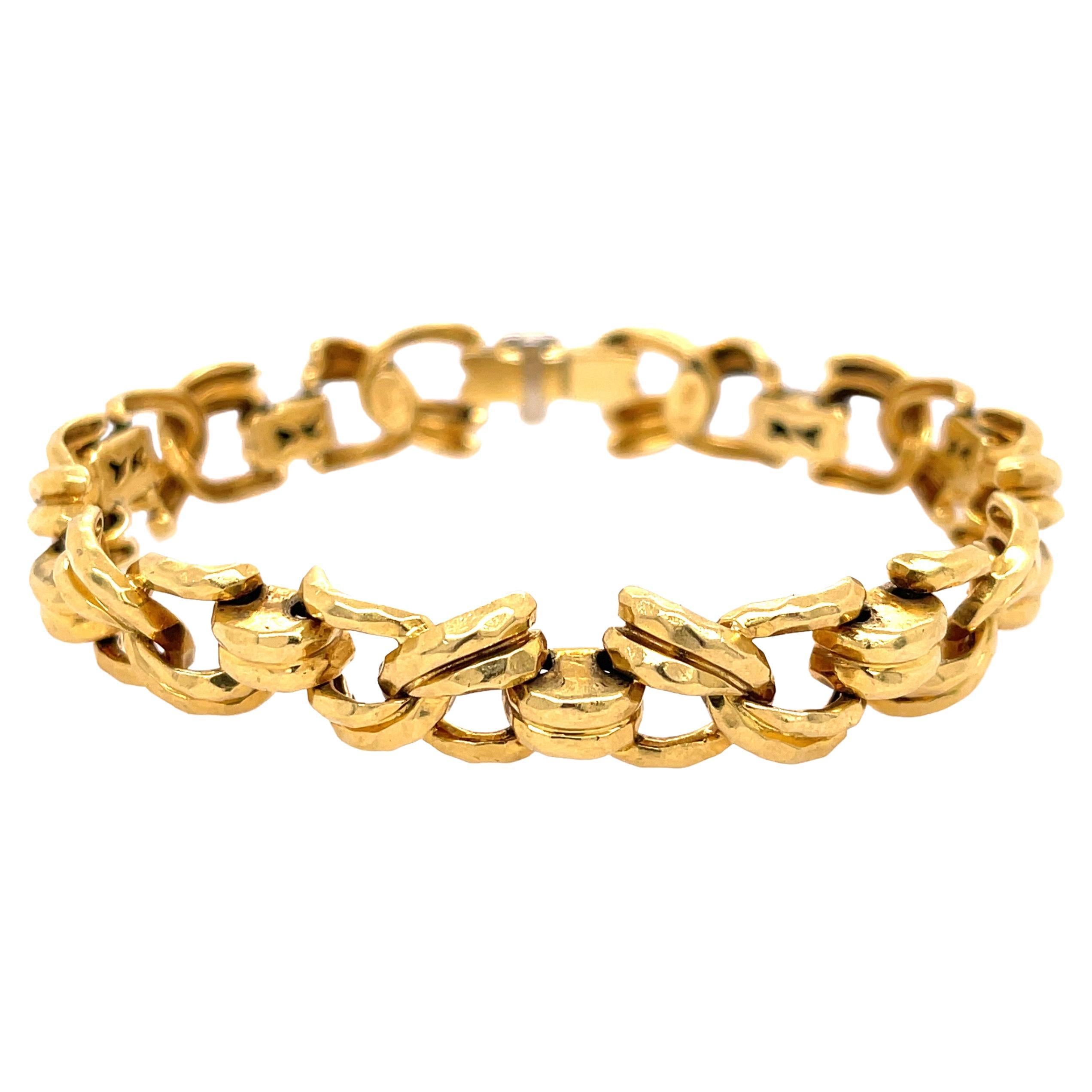 Henry Dunay Faceted Link Bracelet Yellow Gold For Sale