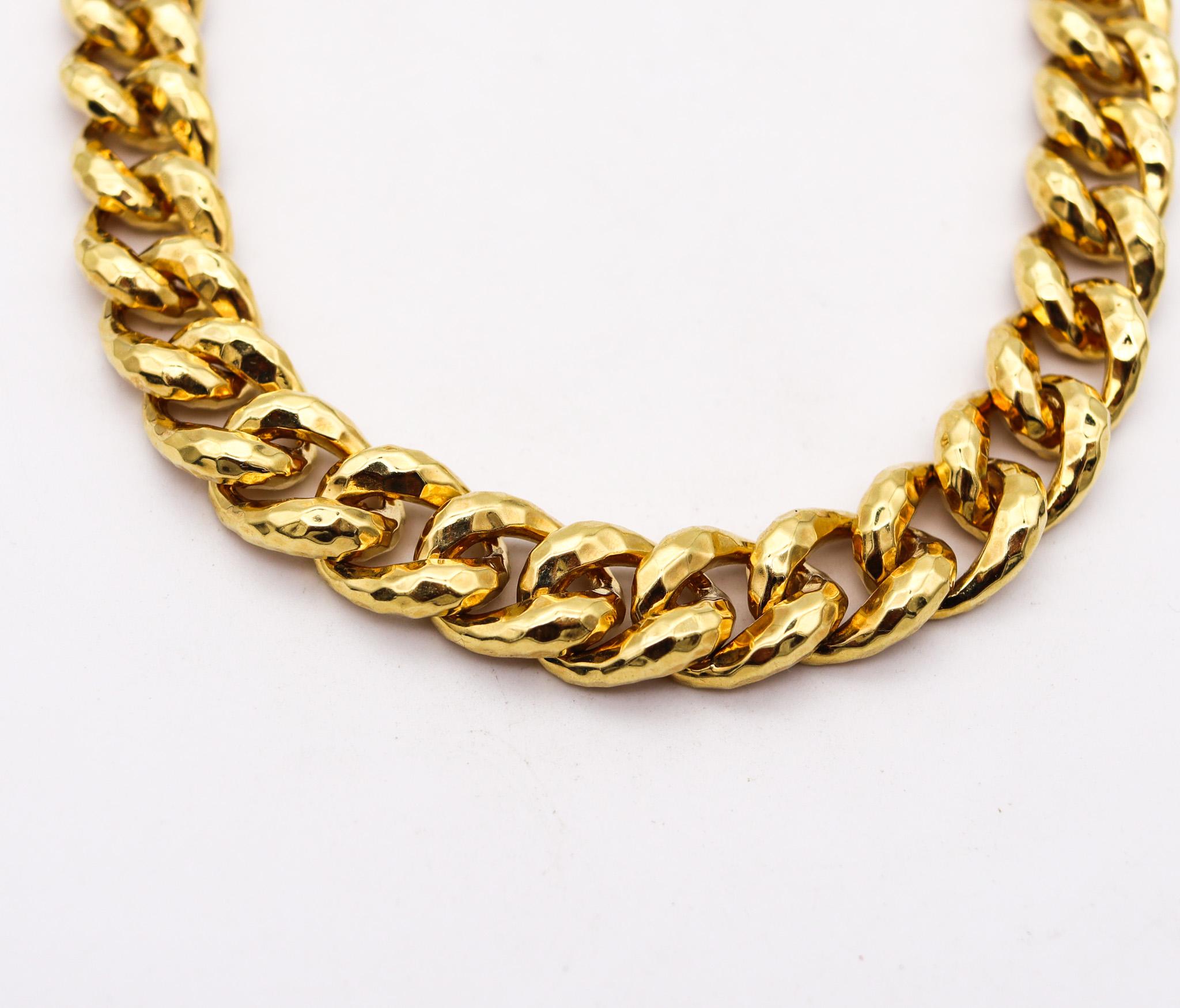 Modernist Henry Dunay Faceted Links Chain Necklace In Solid 18Kt Yellow Gold