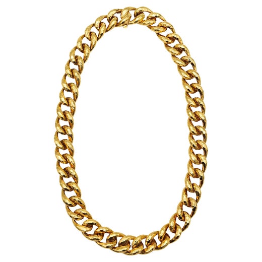 Henry Dunay 18K Hammered Gold Necklace For Sale at 1stDibs
