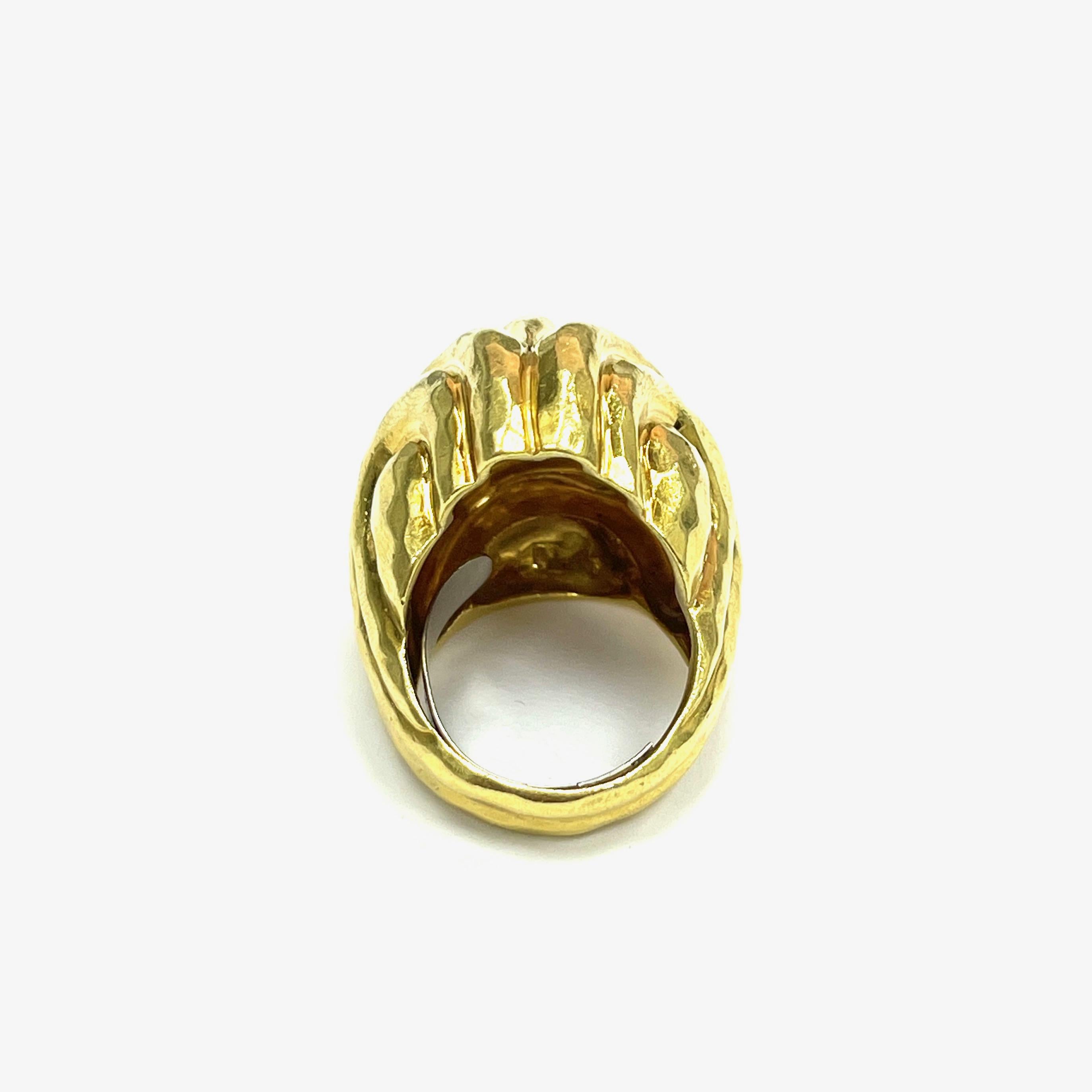 Contemporary Henry Dunay Frog Hammered Gold Ring For Sale