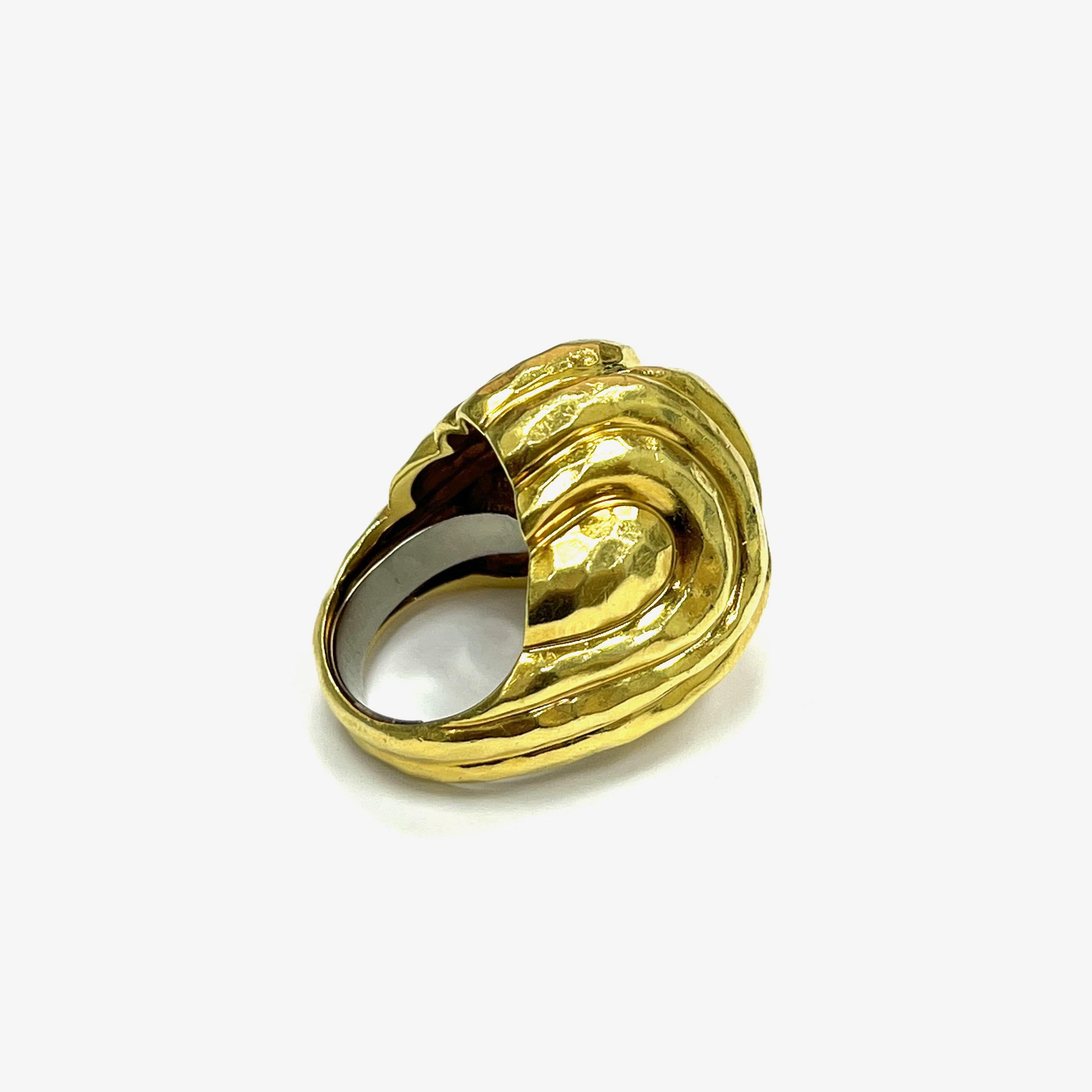 Henry Dunay Frog Hammered Gold Ring In Excellent Condition For Sale In New York, NY