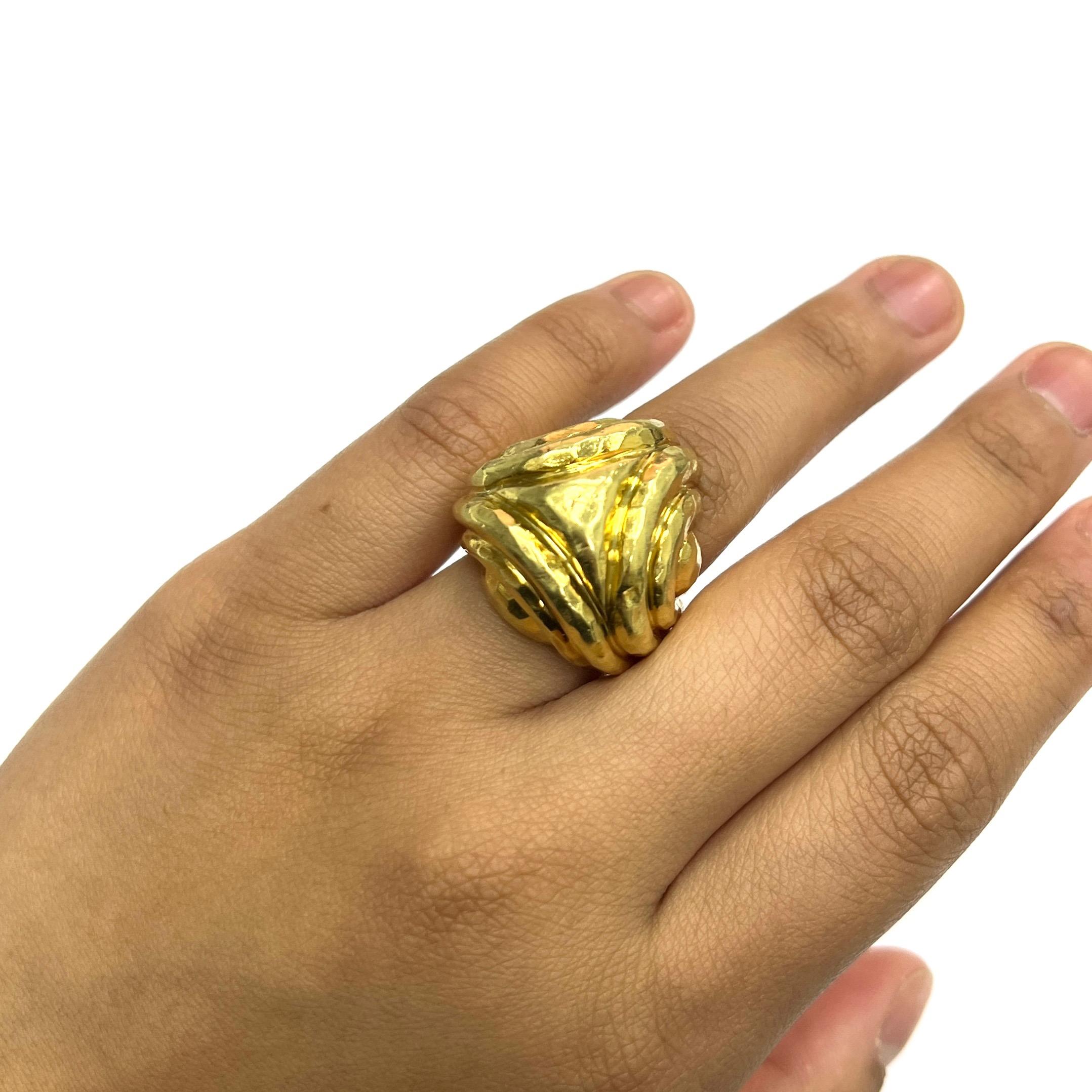 Henry Dunay Frog Hammered Gold Ring For Sale 2