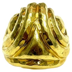 Retro Henry Dunay Frog Hammered Gold Ring
