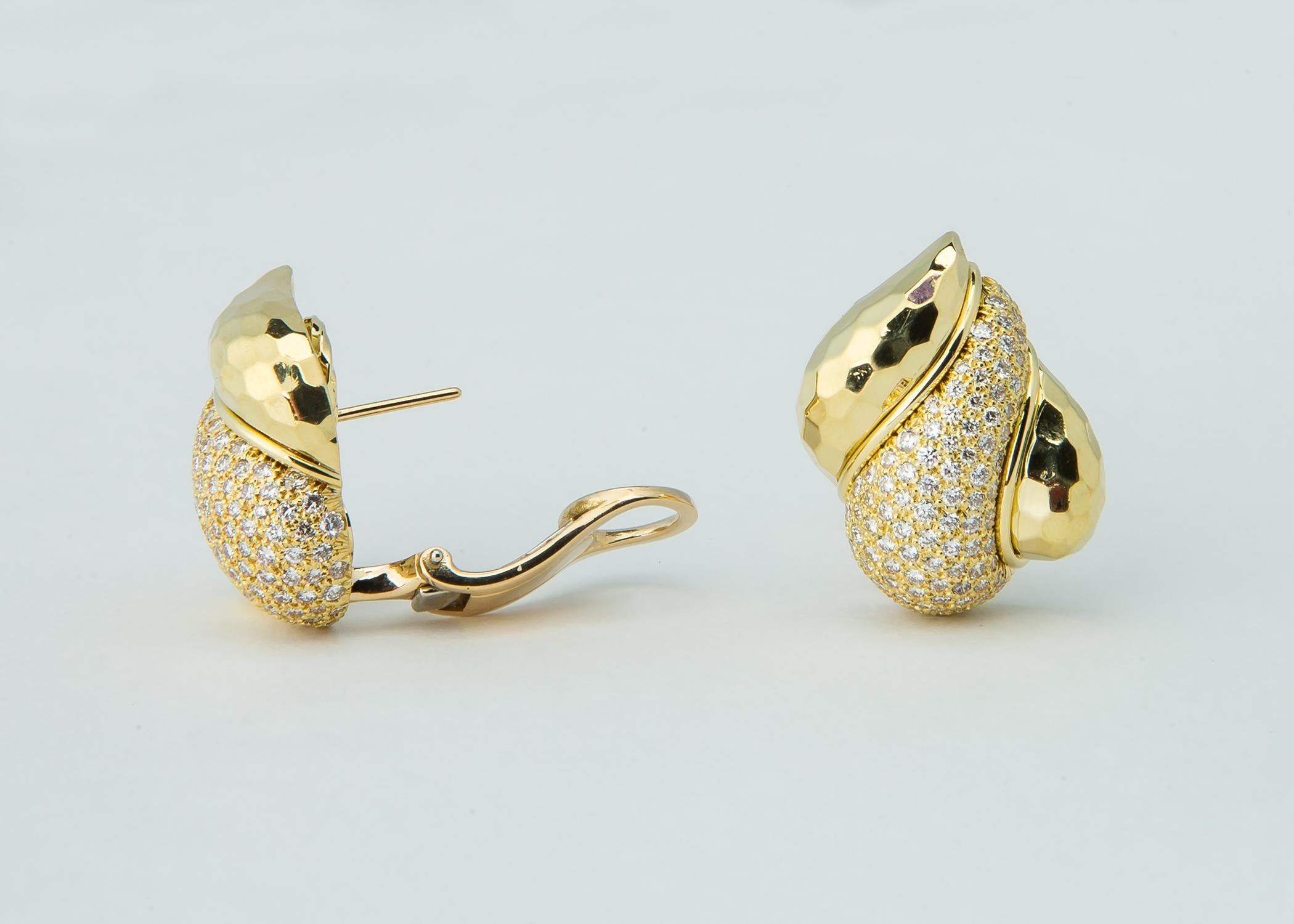 Contemporary Henry Dunay Gold and Diamond Earrings