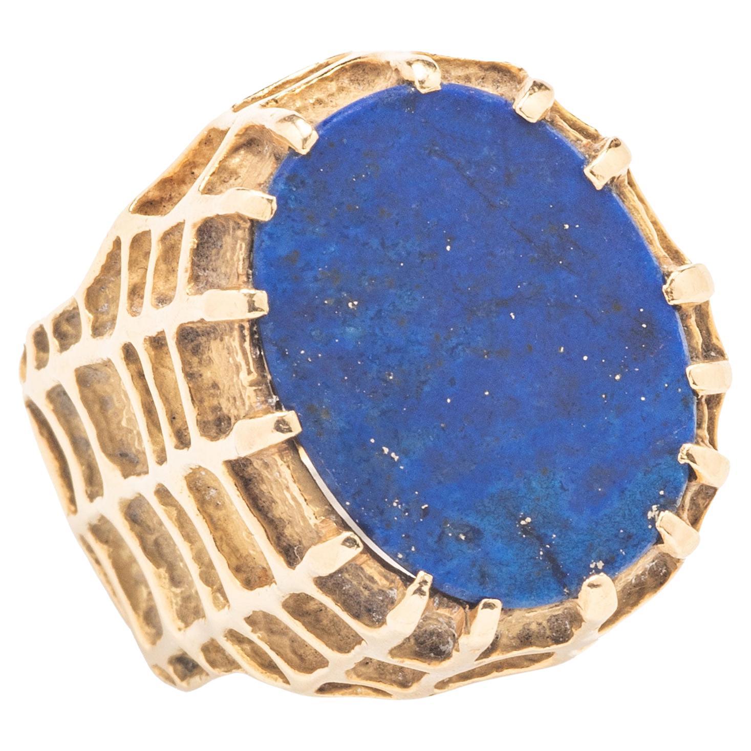 Henry Dunay Gold and Lapis Cocktail Ring For Sale