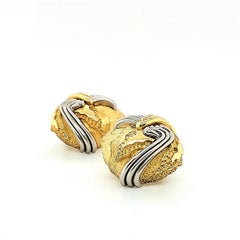 Henry Dunay Gold and Platinum Cinnabar Earrings