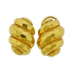 Henry Dunay Gold Hammered Finish Earrings
