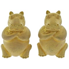 Vintage Henry Dunay Gold Hippo Cufflinks