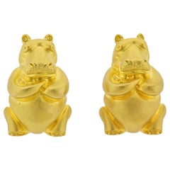 Henry Dunay Gold Hippo Earrings