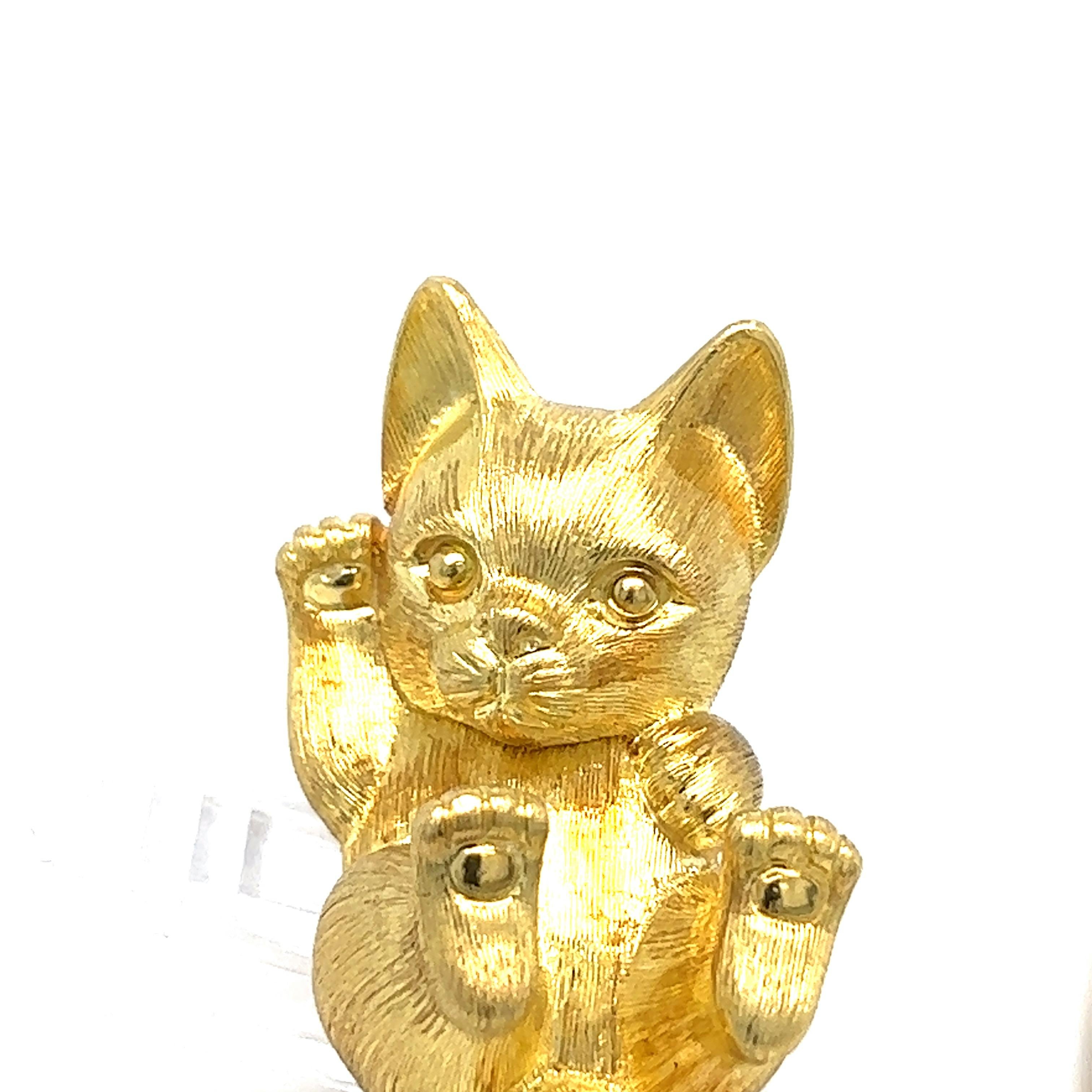 Women's or Men's Henry Dunay Gold Kitty Cat Brooch