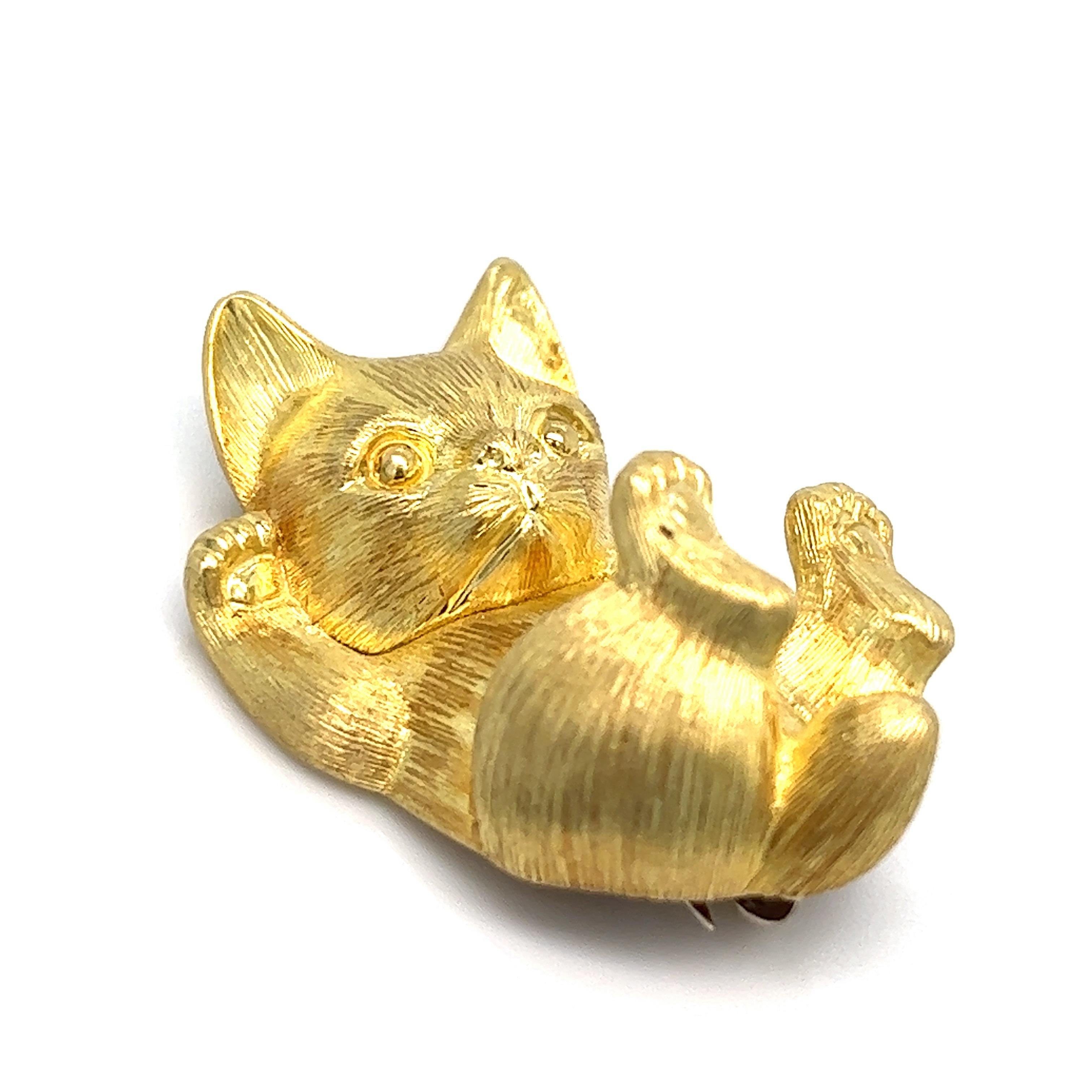 Henry Dunay Gold Kitty Cat Brooch 1