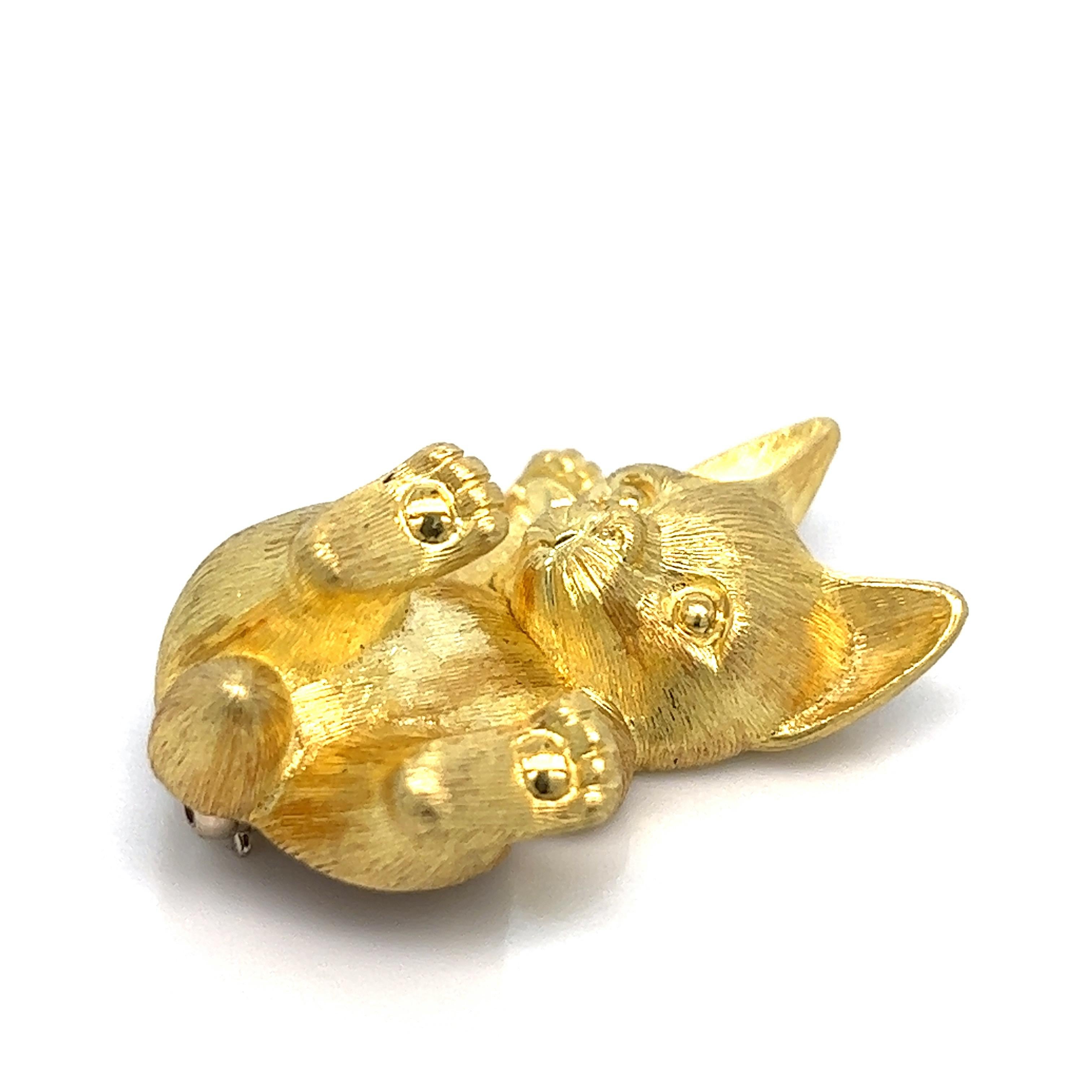 Henry Dunay Gold Kitty Cat Brooch 2