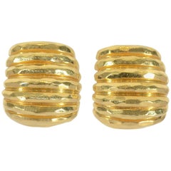 Henry Dunay Gold Ribbed Earrings