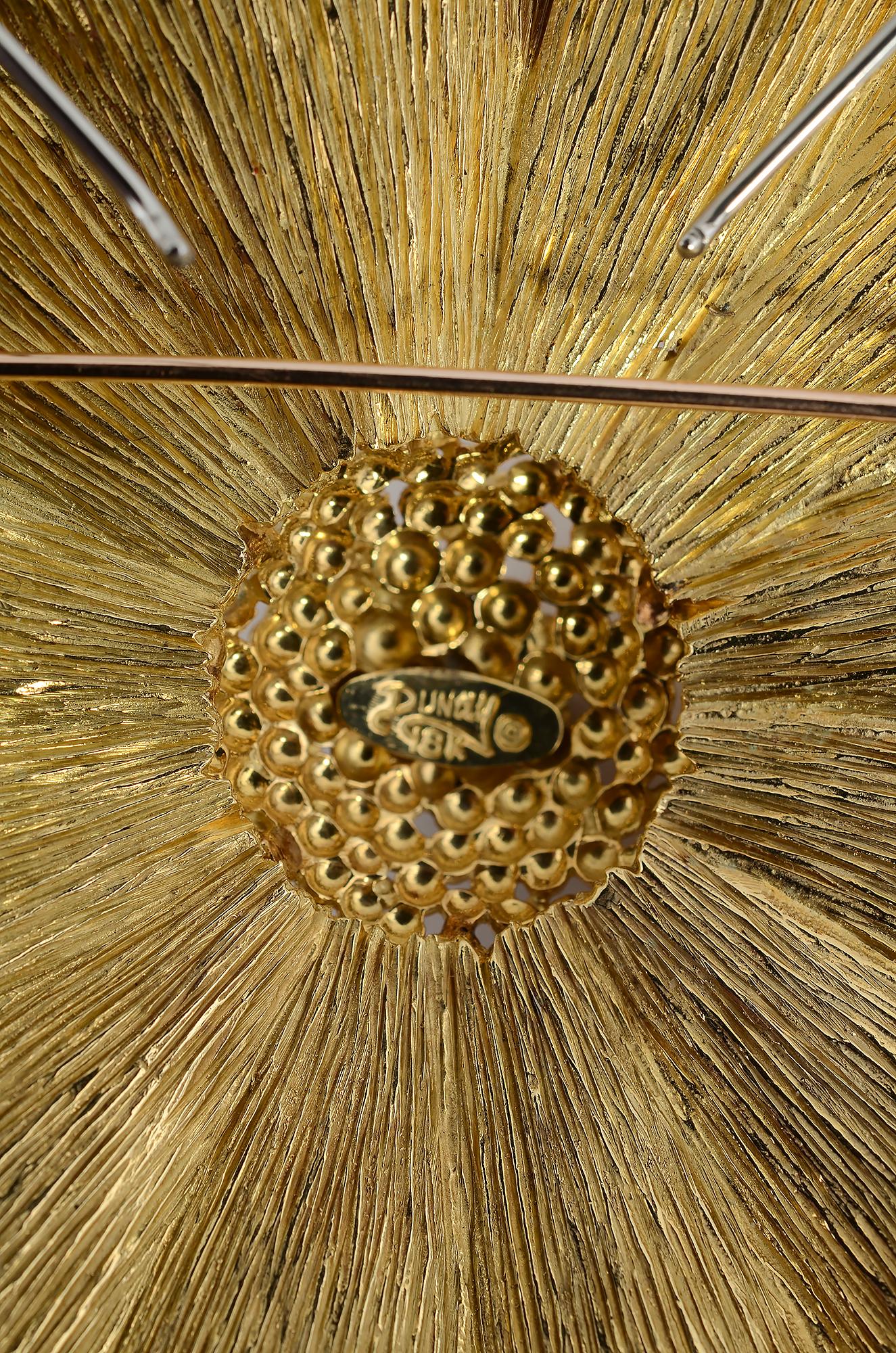 Women's or Men's Henry Dunay Gold Starburst Pendant or Brooch