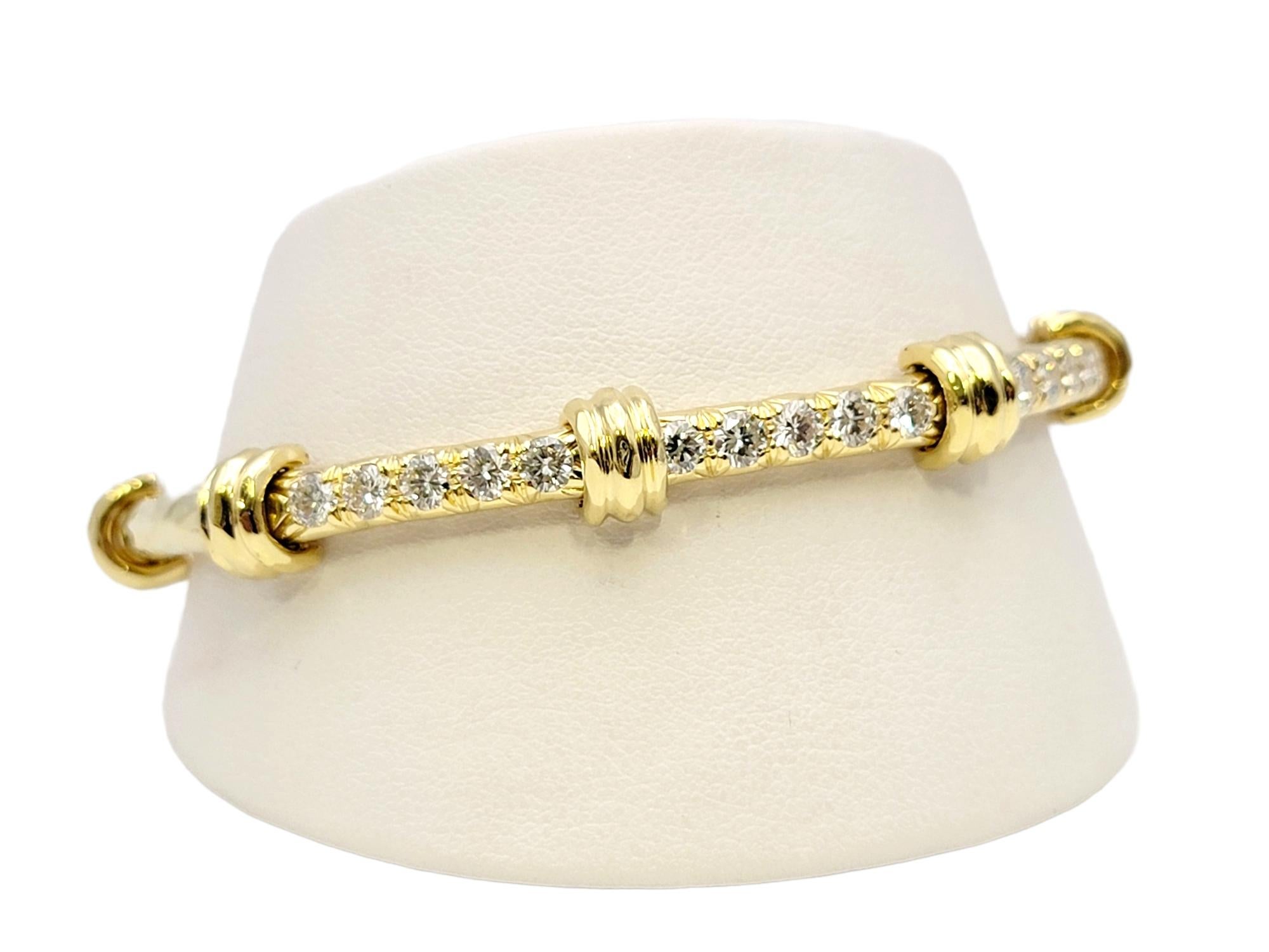 Gehämmertes Gliederarmband aus 18 Karat Gelbgold von Henry Dunay mit F-G-Diamanten 6
