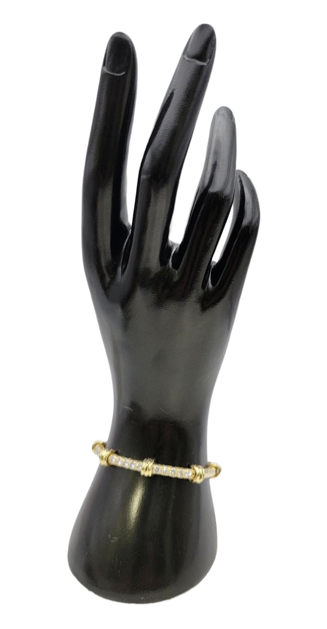 Gehämmertes Gliederarmband aus 18 Karat Gelbgold von Henry Dunay mit F-G-Diamanten 7