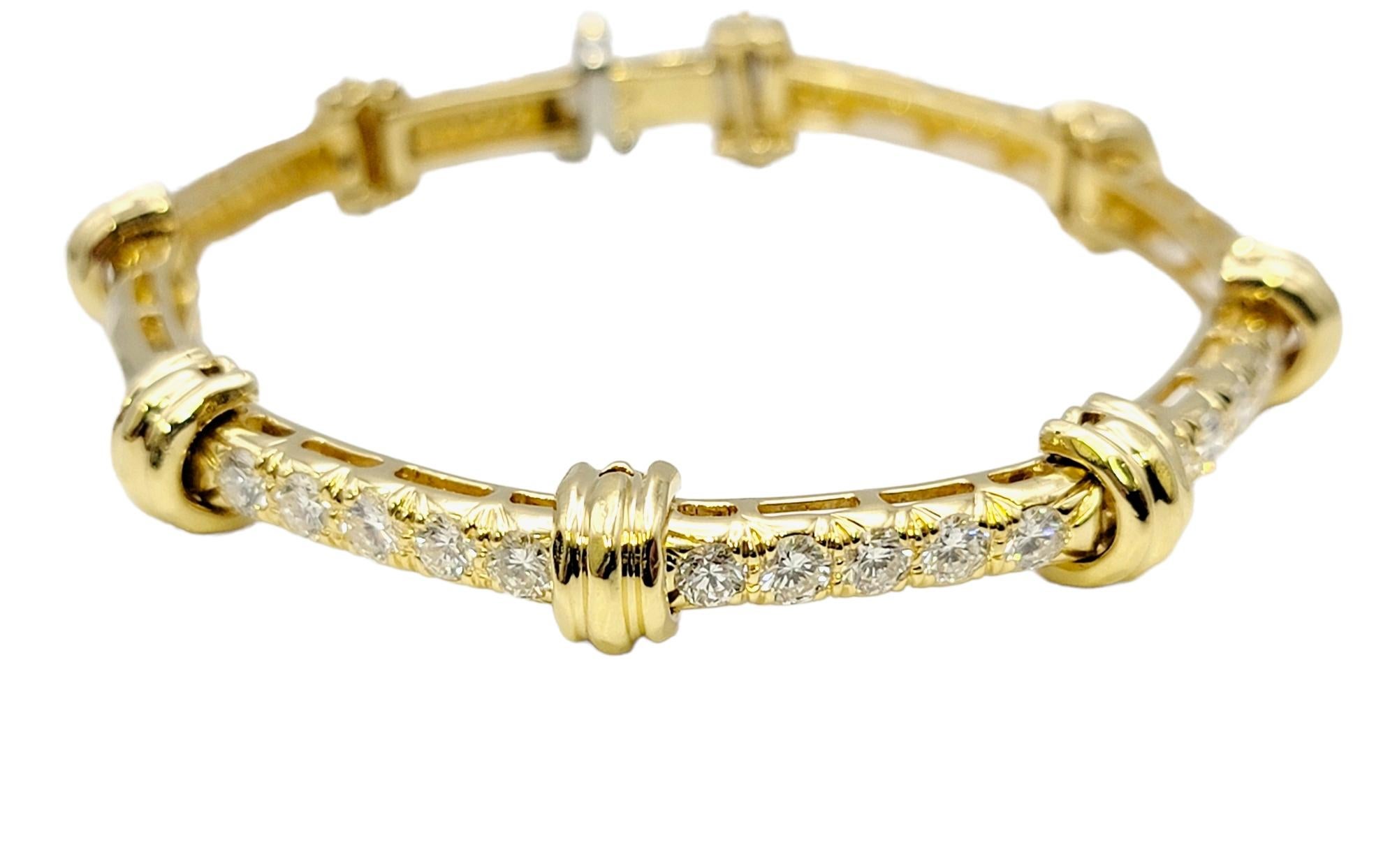 Gehämmertes Gliederarmband aus 18 Karat Gelbgold von Henry Dunay mit F-G-Diamanten (Moderne)