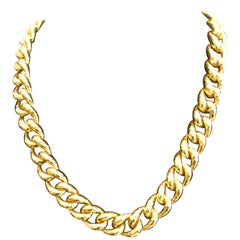 Henry Dunay Hammered 18 Karat Yellow Gold Curb Link Necklace