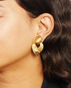 Henry Dunay Hammered 18k Yellow Gold Clip-on Dangle Earrings