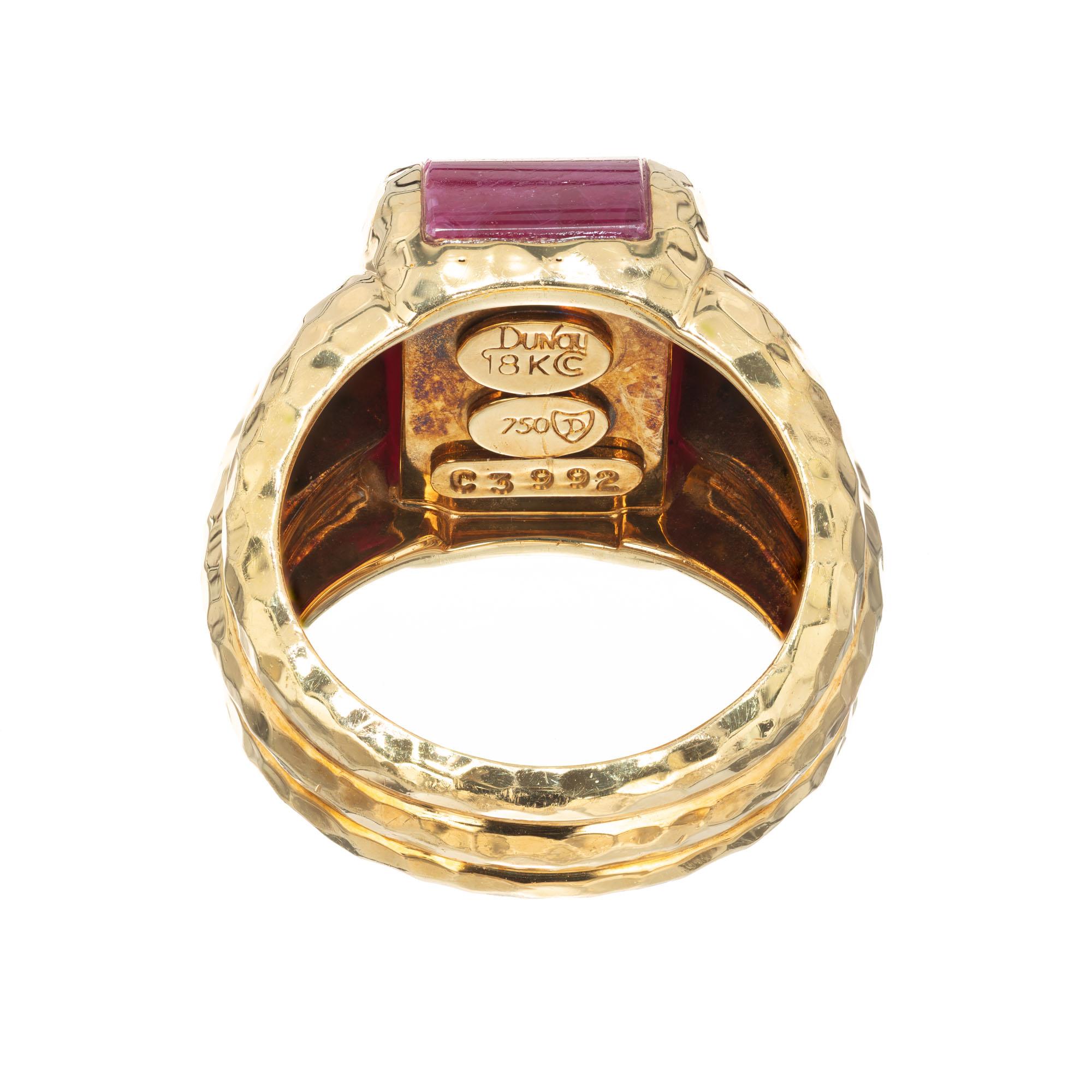 Henry Dunay Hammered Crescent Ruby Gold Cocktail Ring 3