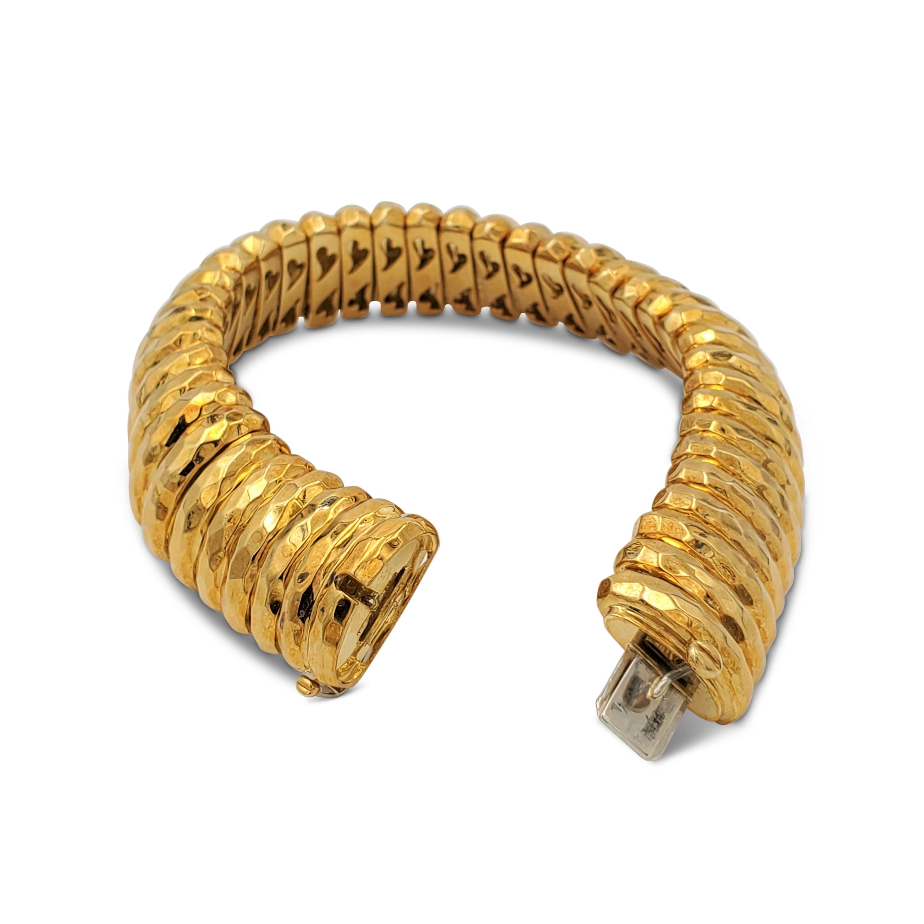 Henry Dunay Hammered Gold Bracelet In Excellent Condition In New York, NY