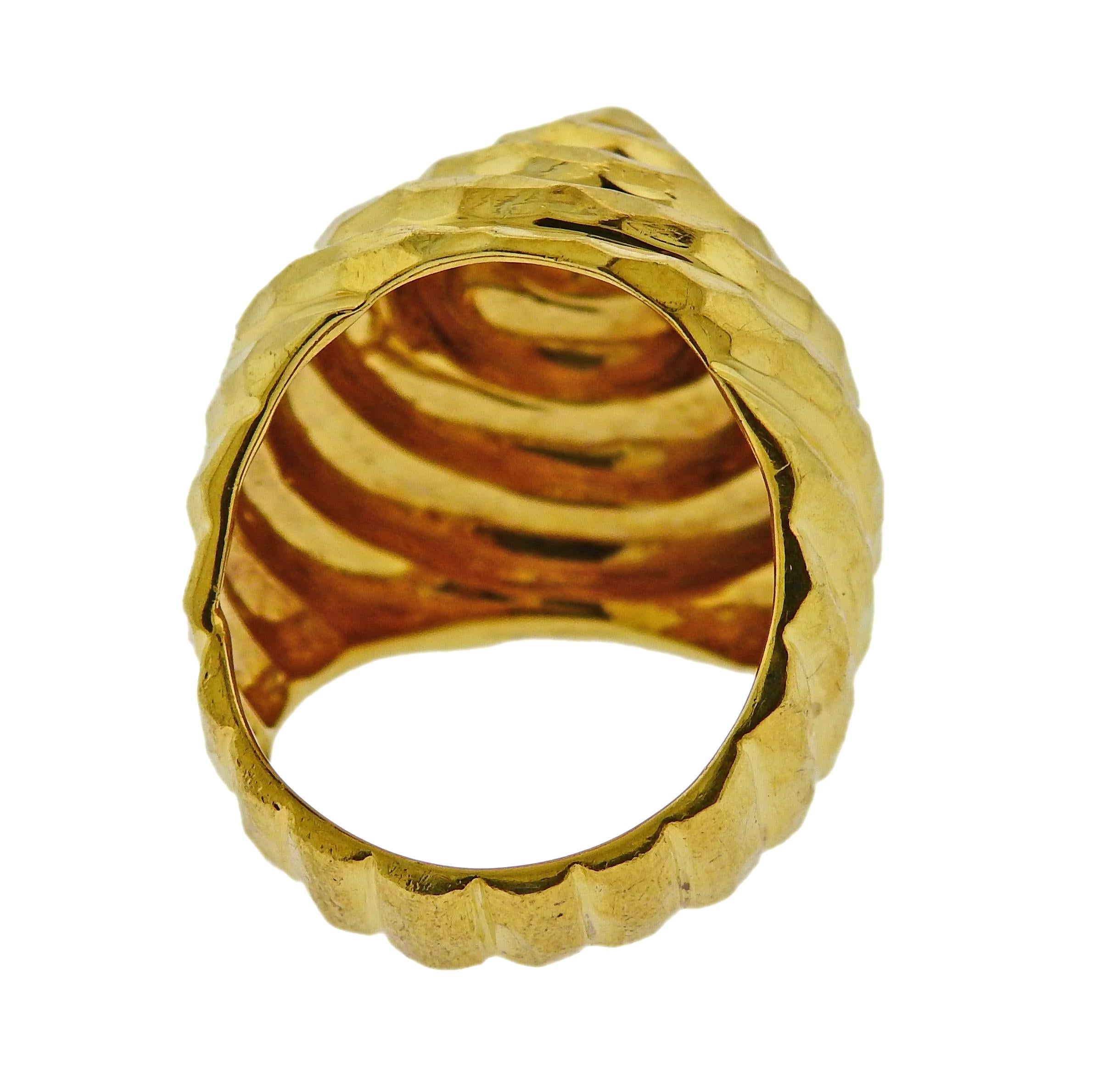 Henry Dunay Hammered Gold Dome Ring In Excellent Condition In Lambertville, NJ