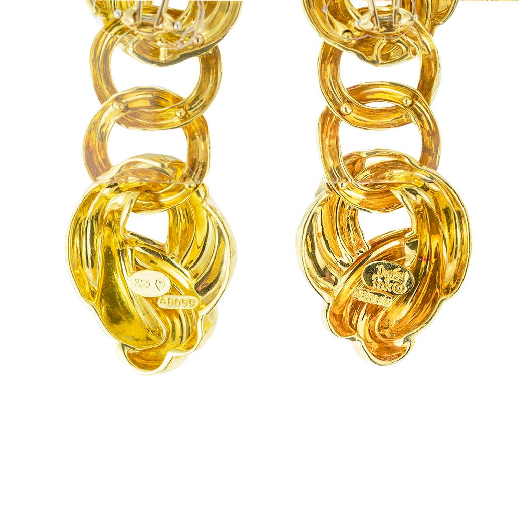 Henry Dunay Hammered Gold Drop Earrings 1