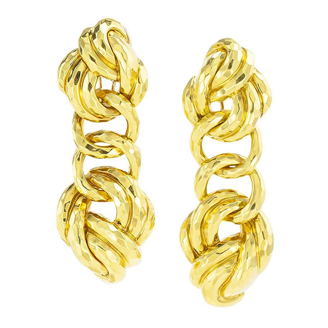 Henry Dunay Hammered Gold Drop Earrings