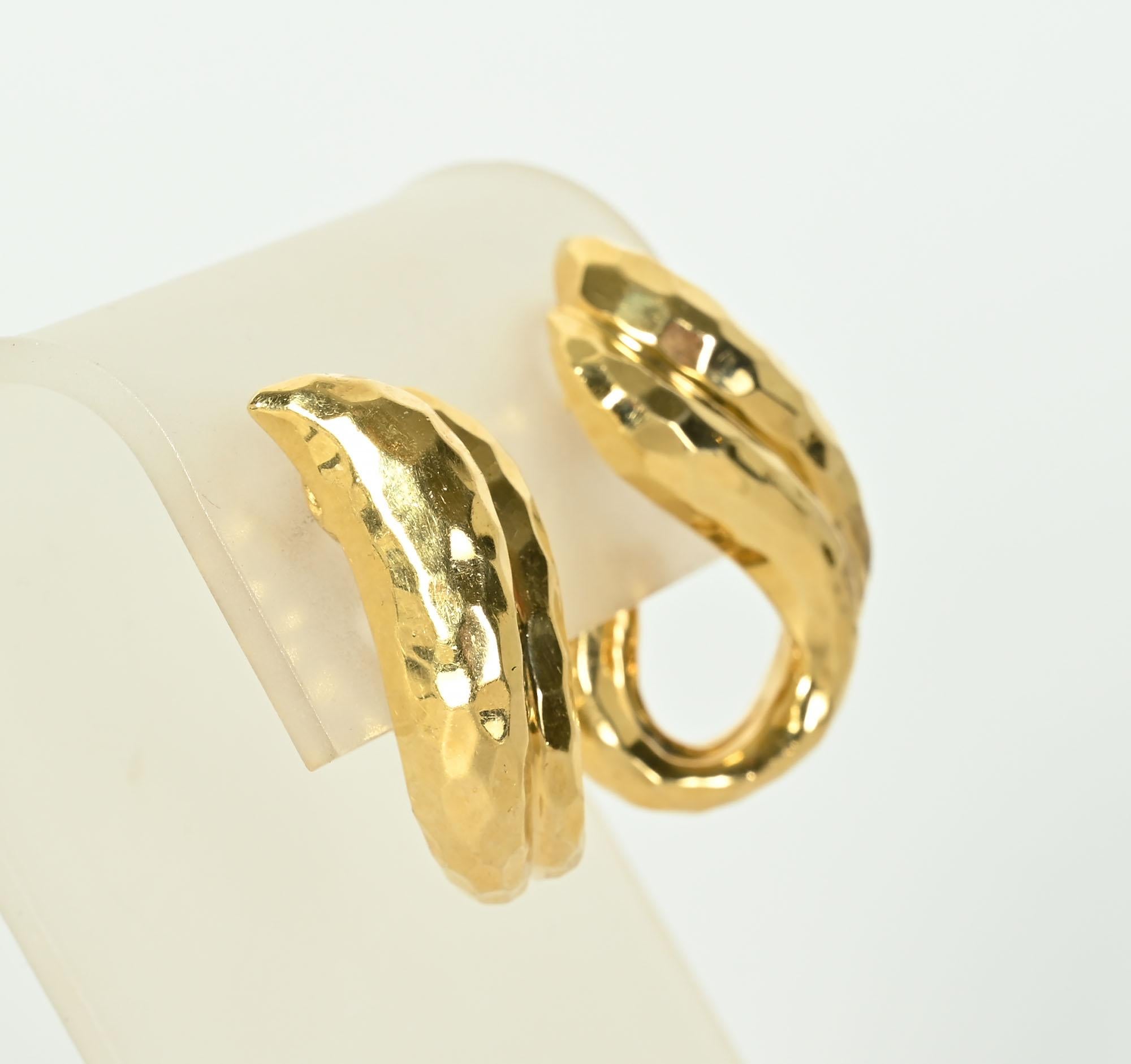 Contemporary Henry Dunay Hammered Gold Earrings For Sale