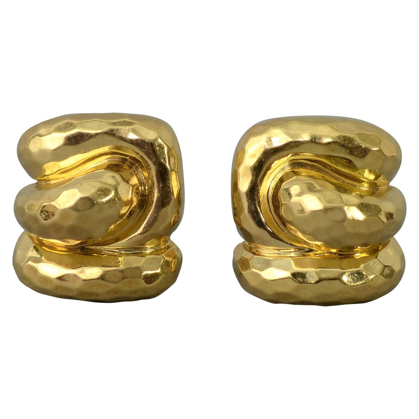 Henry Dunay Hammered Gold Earrings