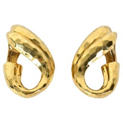 Retro Henry Dunay Hammered Gold Earrings