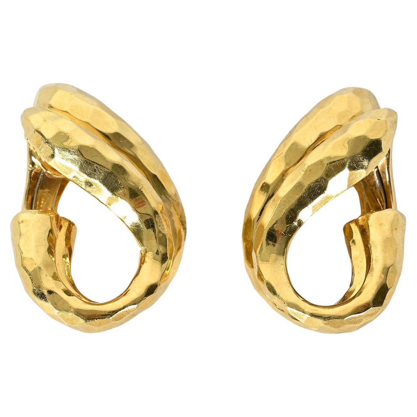 Henry Dunay Hammered Gold Earrings