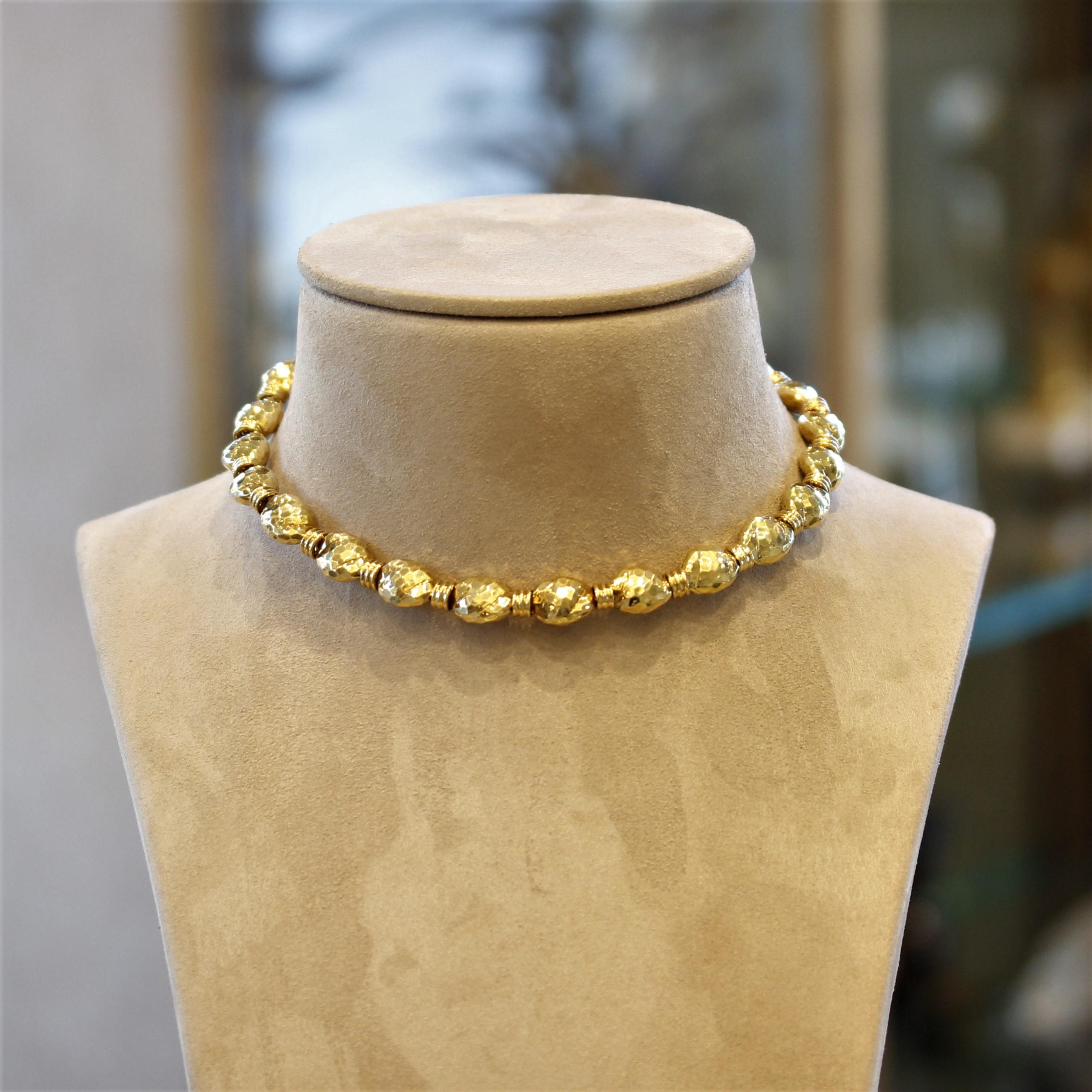 Henry Dunay Hammered-Gold Faceted Necklace For Sale 2