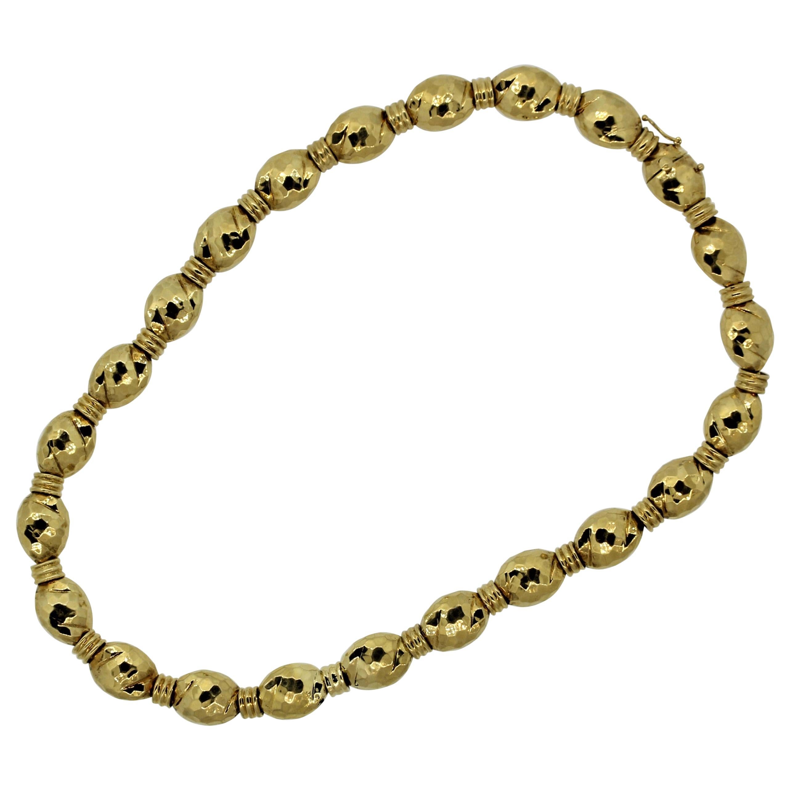 Henry Dunay Hammered-Gold Faceted Necklace For Sale