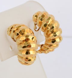 Henry Dunay Hammered Gold Half Hoop Earrings