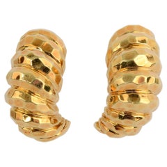 Henry Dunay Hammered Gold Half Hoop Earrings