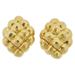 Henry Dunay Hammered Gold Large Earrings