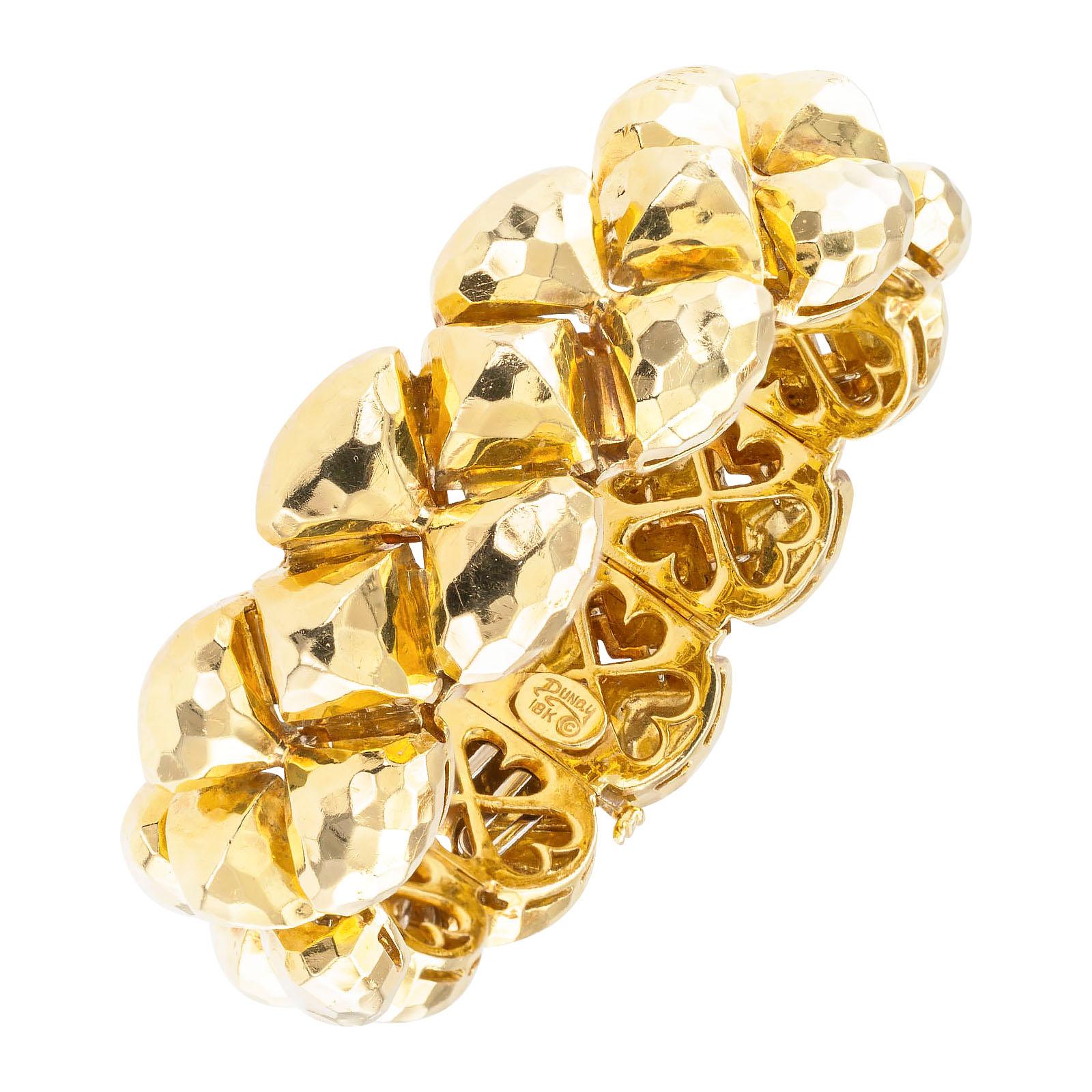 Modern Henry Dunay Hammered Yellow Gold Link Bracelet