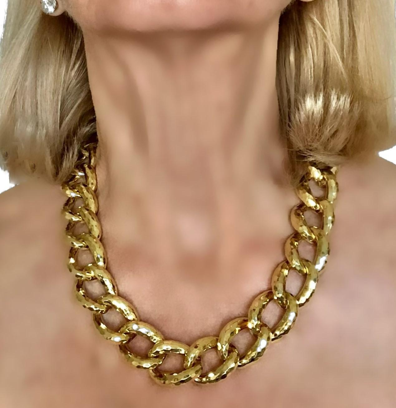 Henry Dunay Hammered Gold Link Necklace 3