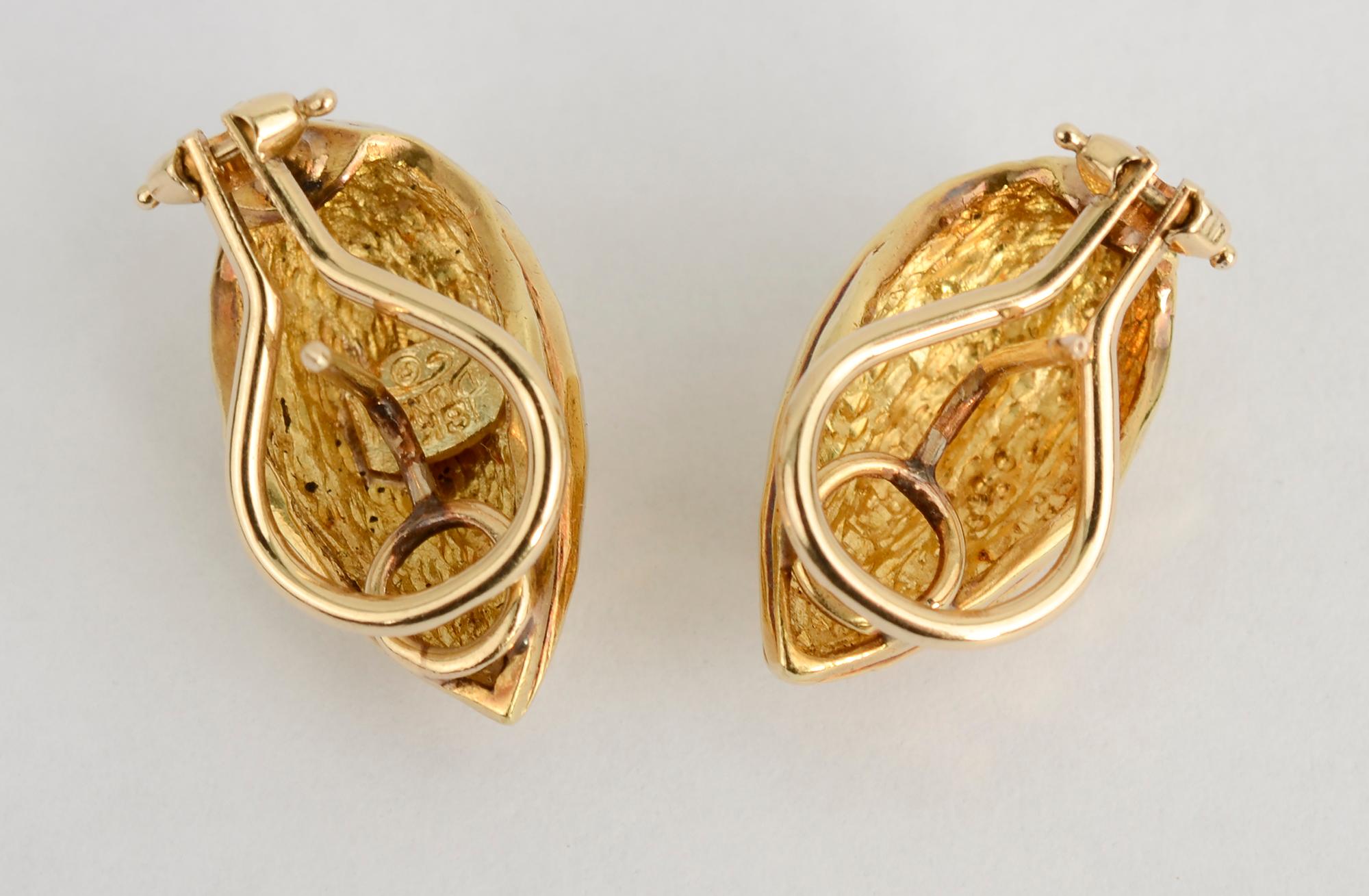 Modern Henry Dunay Hammered Gold Pear Shaped Earrings For Sale