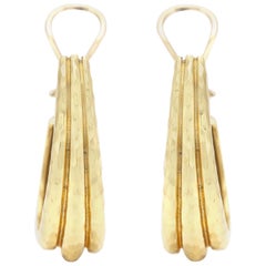 Henry Dunay Hammered Gold Shrimp Hoop Earrings