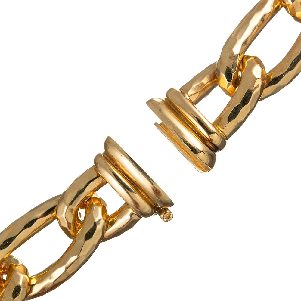 Henry Dunay Hammered Golden Link Necklace In Excellent Condition In Carmel-by-the-Sea, CA