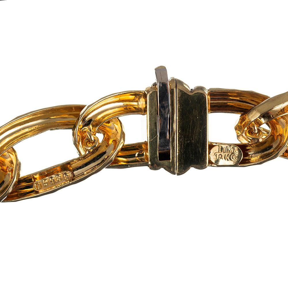 Women's or Men's Henry Dunay Hammered Golden Link Necklace