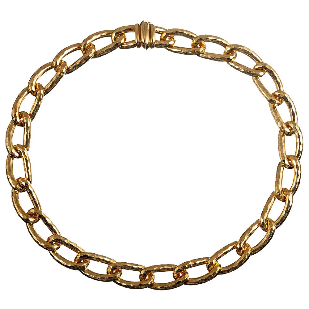 Henry Dunay Hammered Golden Link Necklace at 1stDibs