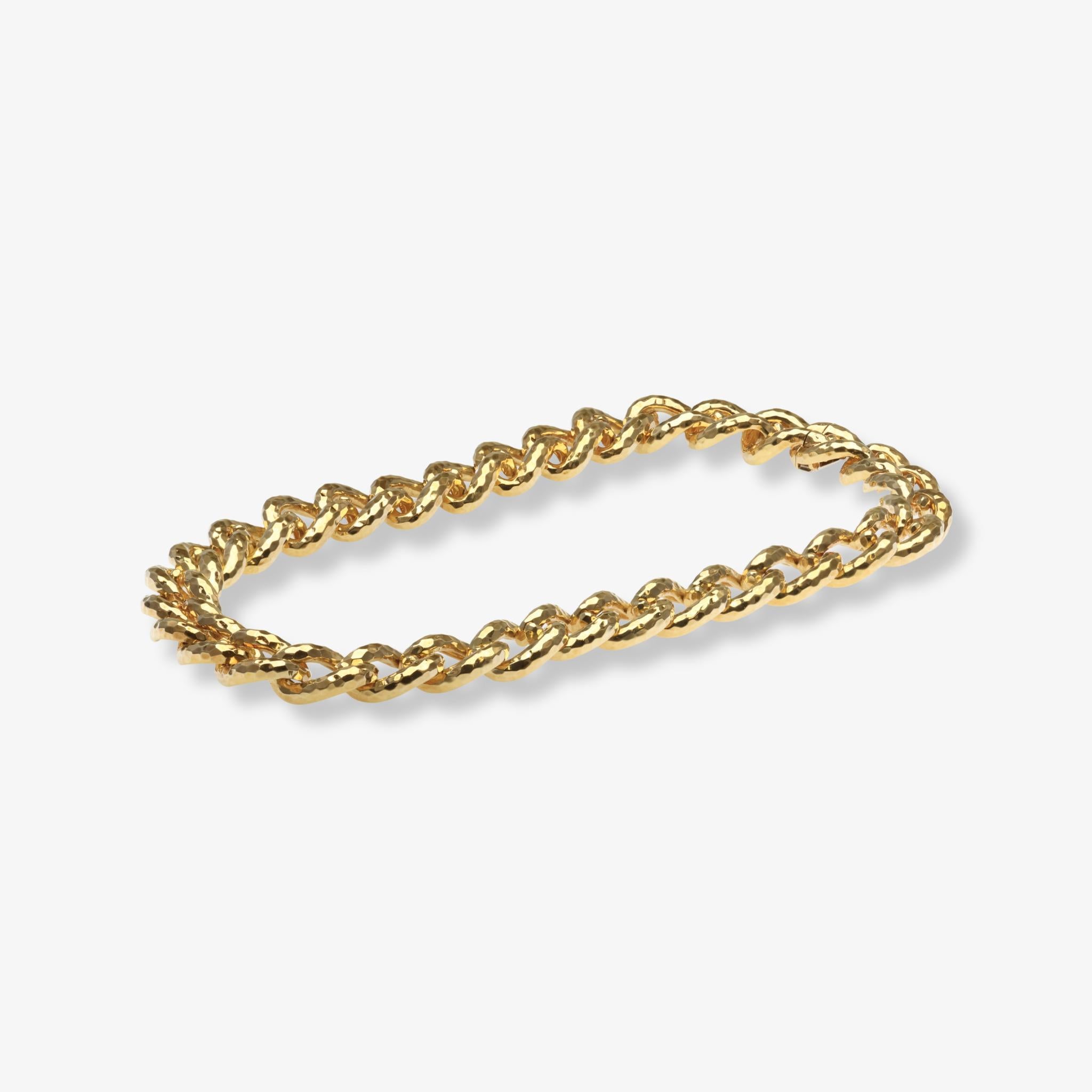 Collier à maillons martelés en or jaune 18 carats Henry Dunay Unisexe en vente