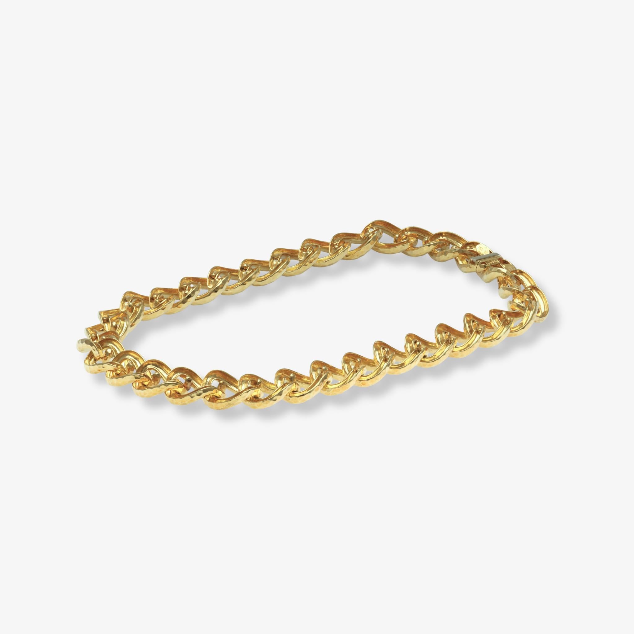 Collier à maillons martelés en or jaune 18 carats Henry Dunay en vente 1