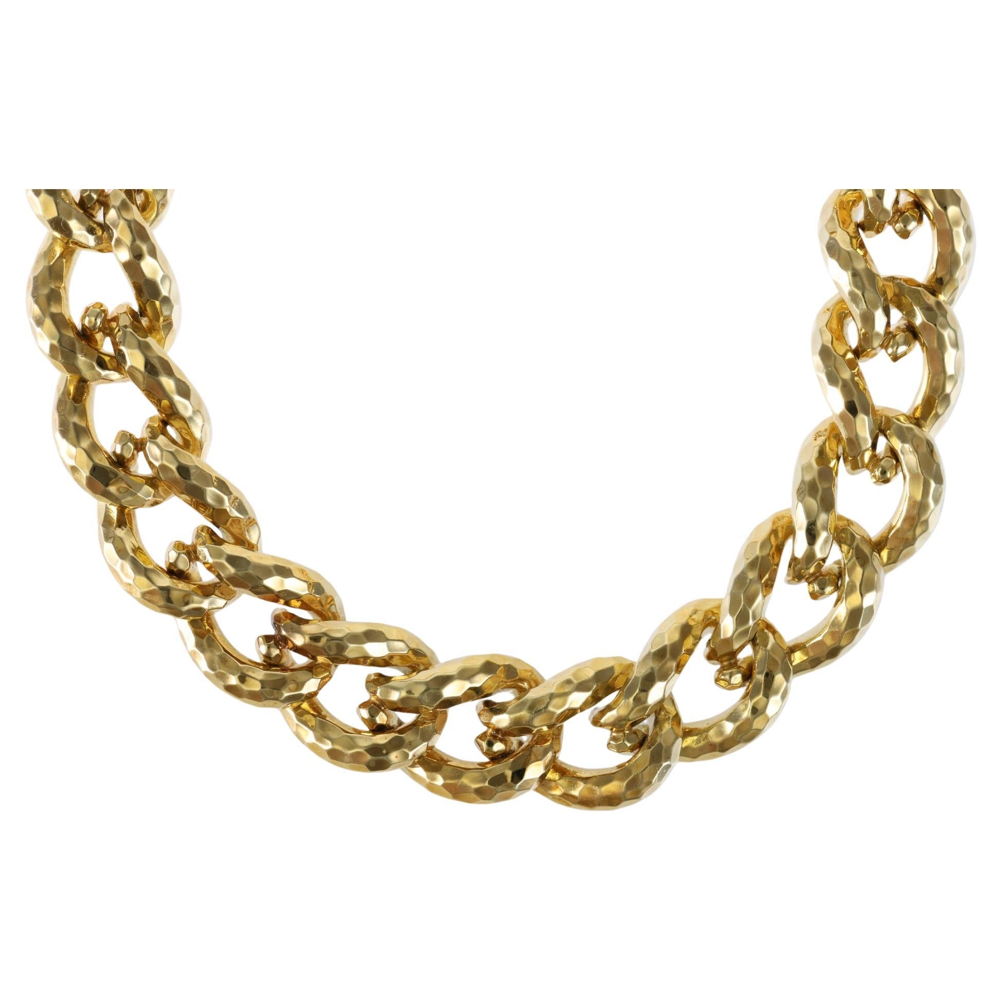Henry Dunay, collana a maglie martellate in oro giallo 18 carati