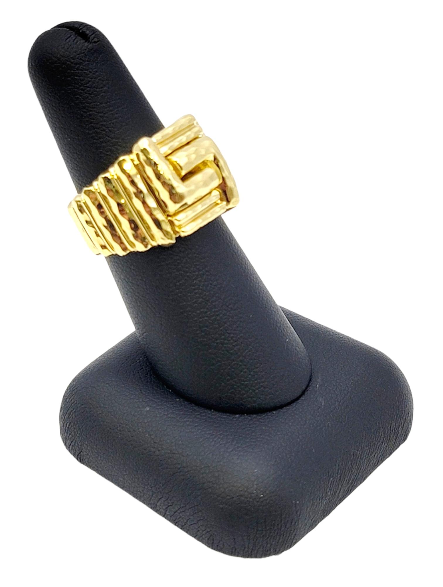 Henry Dunay Hammered Textured Geometric Band Ring in 18 Karat Yellow Gold For Sale 5