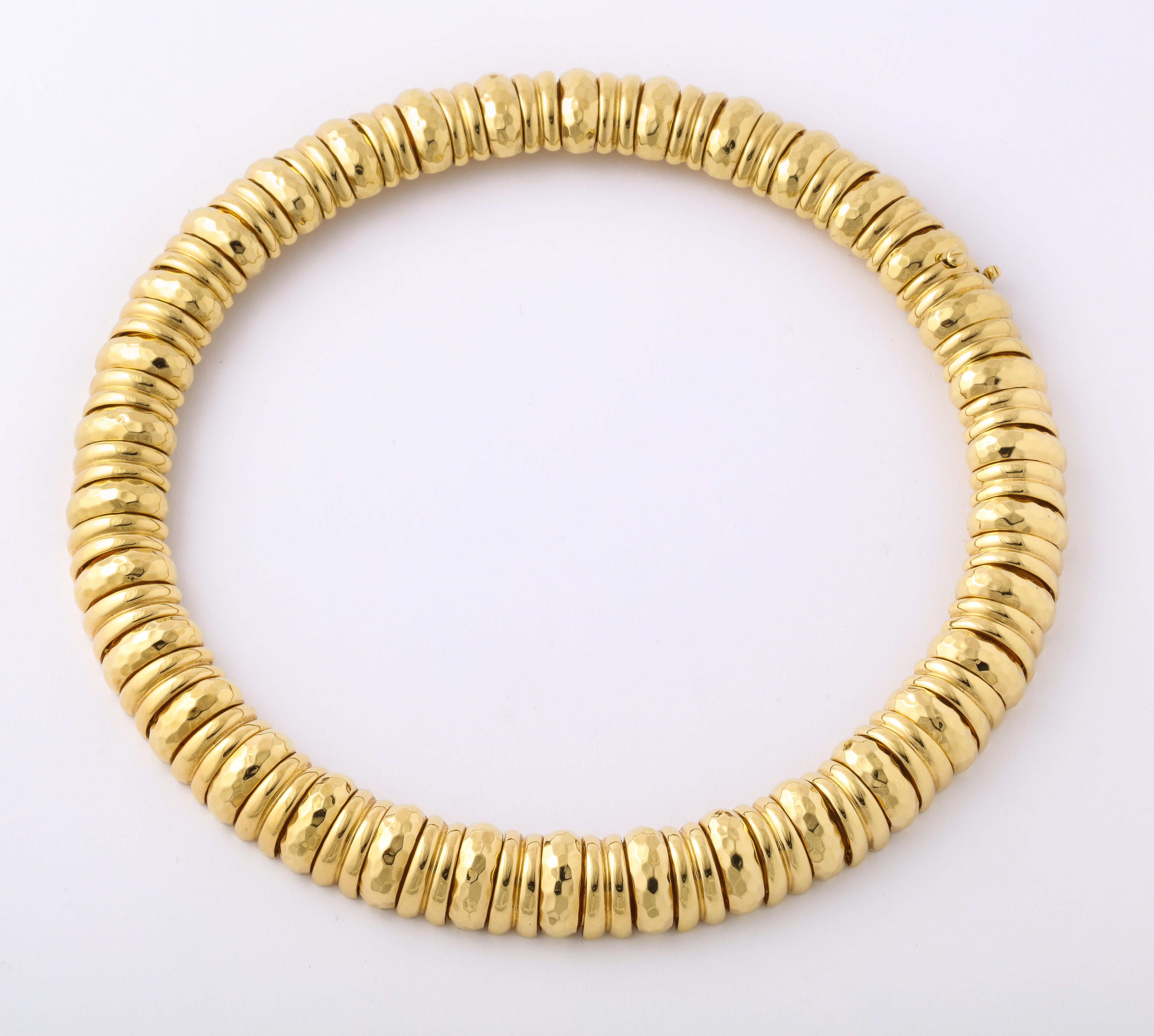 Modern Henry Dunay Hammered Yellow Gold Collar Necklace